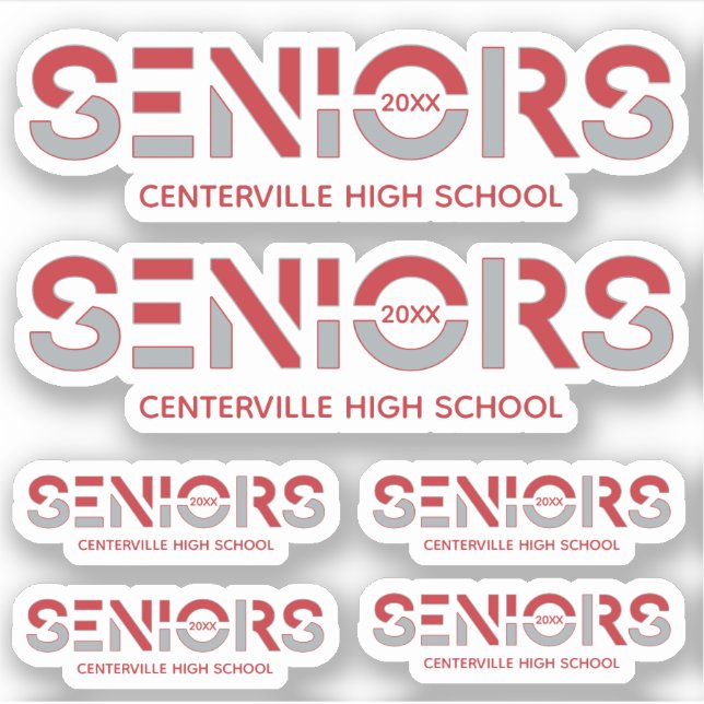 Sticker Ensemble de 6 aînés couleur gris rouge et argent t (Devant)