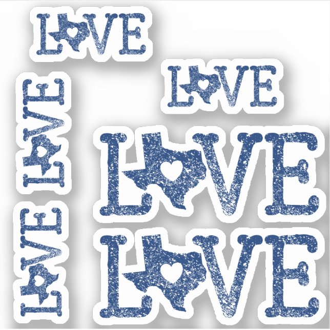 Sticker Ensemble de 6 Texas Love State Drapeau bleu (Devant)