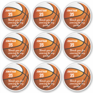 Sticker ensemble de 9 orange blanc basketball parti pour é