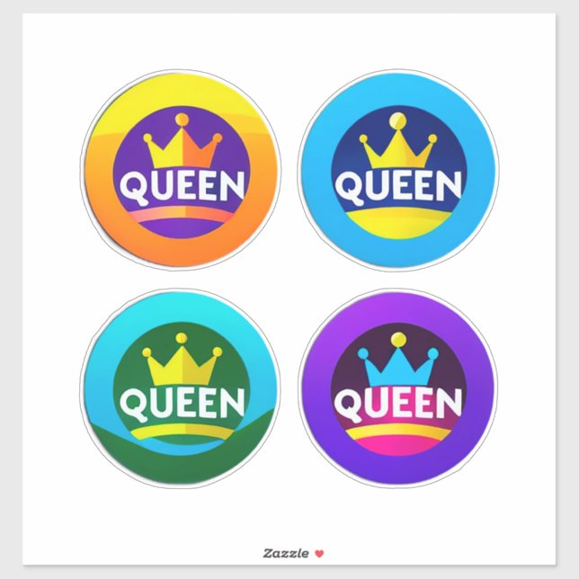Sticker Ensemble de badges ronds Couronne Reine (Feuille)