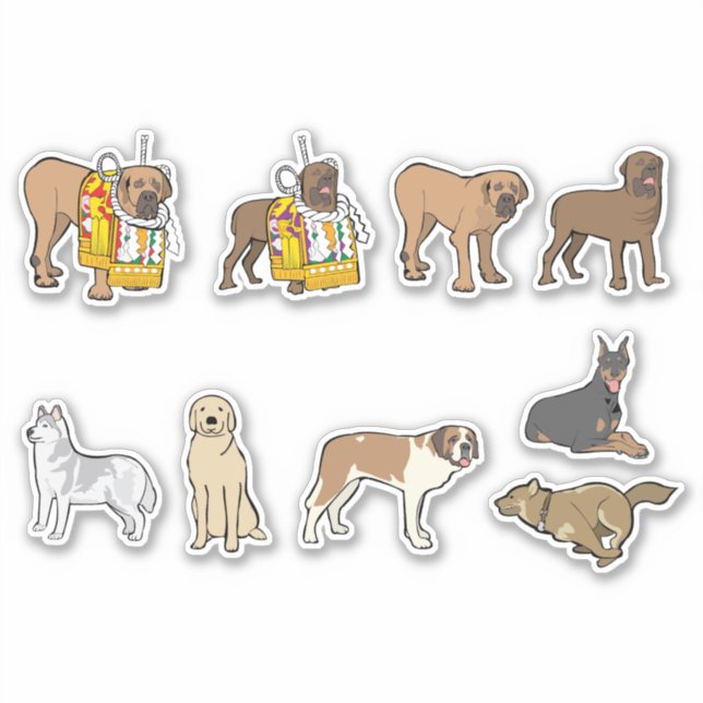 Sticker ensemble de chiens mignons (Devant)