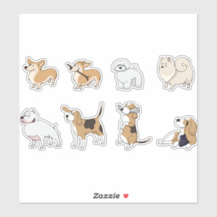 Sticker ensemble de chiens mignons