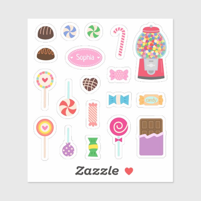 Sticker Ensemble de chocolats et de friandises sucrés (Feuille)