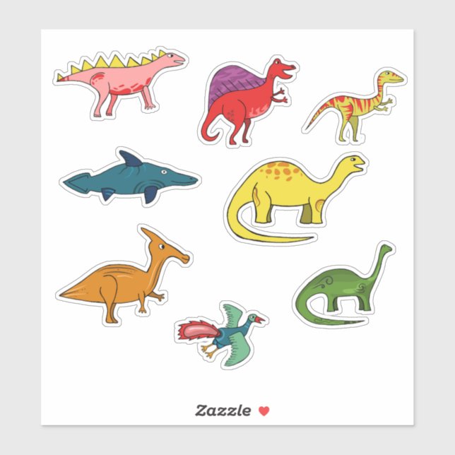 Sticker Ensemble de collection de dinosaures de dessin col (Feuille)
