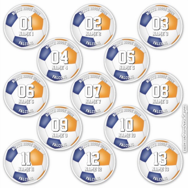 Sticker ensemble de couleurs d'équipe de football 13 joueu (Devant)