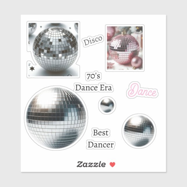 Sticker Ensemble de danse à boule disco vinyle des années  (Feuille)