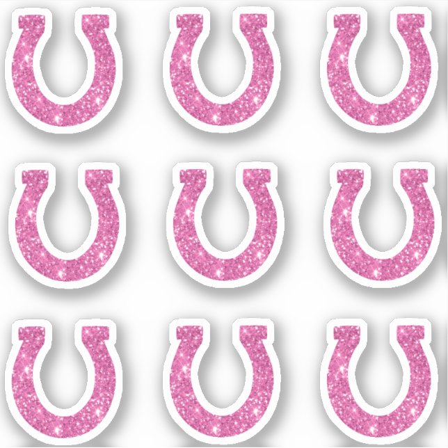 Sticker Ensemble de fer à cheval scintillant rose pour fil (Devant)