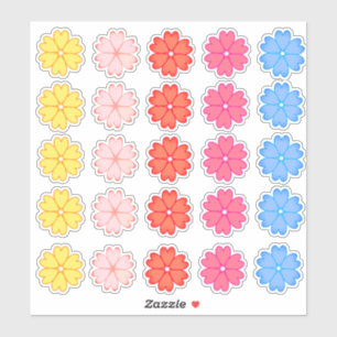 Sticker Ensemble de fleurs en forme de cœur multicolore ma
