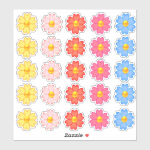 Sticker Ensemble de fleurs en forme de cœur multicolore mi