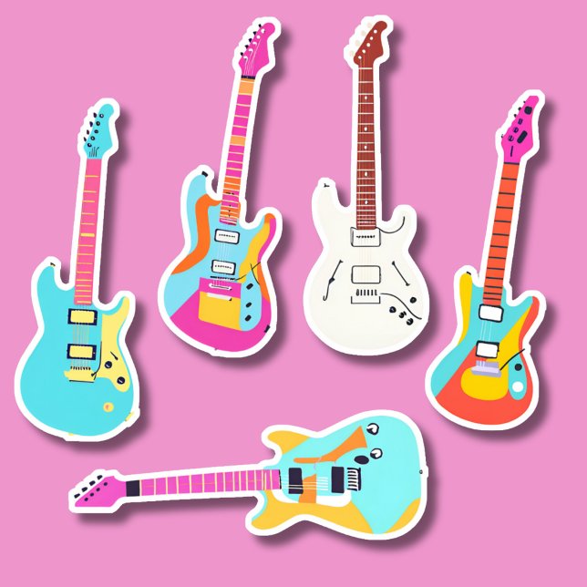 Sticker Ensemble de guitare électrique coloré étanche (Créateur téléchargé)