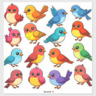 Sticker Ensemble de jolis oiseaux de dessin animé