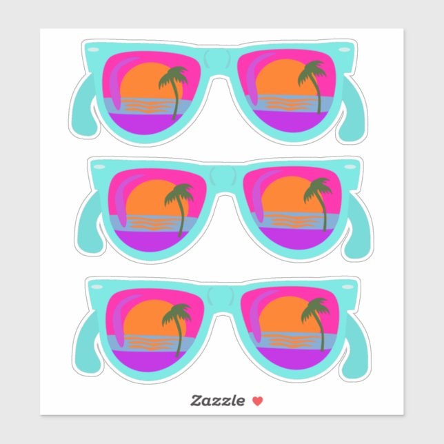 Sticker Ensemble de Lunettes de soleil Retro Neon 80 (Feuille)