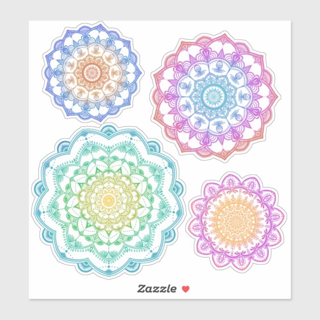 Sticker Ensemble de Mandala mixte coloré (Feuille)
