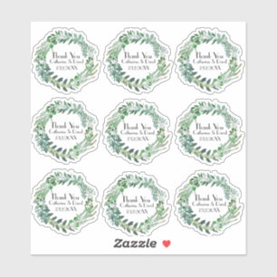 Sticker Ensemble de Merci de couronne de feuillage vert