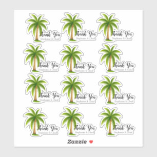 Sticker Ensemble de Mercis Mariages Tropical Palm Tree