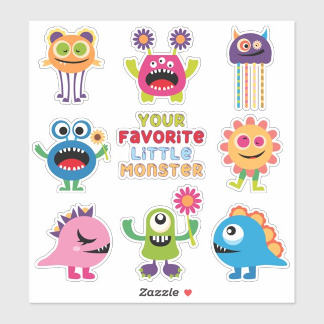 Sticker Ensemble de Monstre Petit Favori Enfants (Feuille)