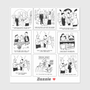 Sticker Ensemble de neuf dessins animés de mariage drôles
