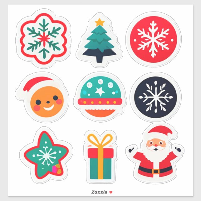 Sticker Ensemble de Noël Coloré (Feuille)