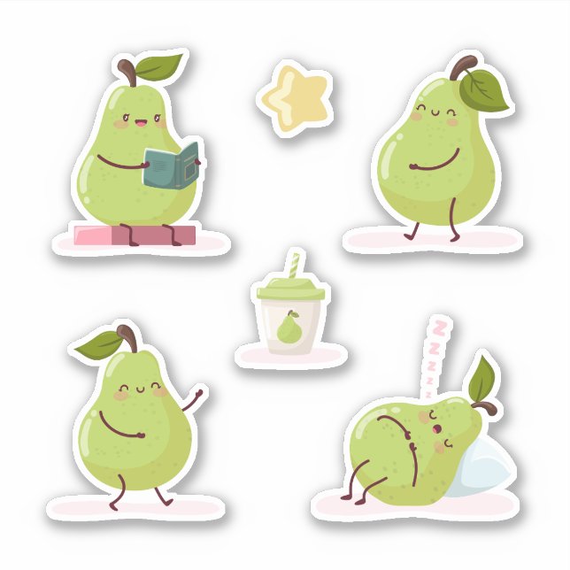 Sticker Ensemble de poires charmant et amusant (Devant)