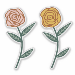 Sticker Ensemble de Roses roses et or