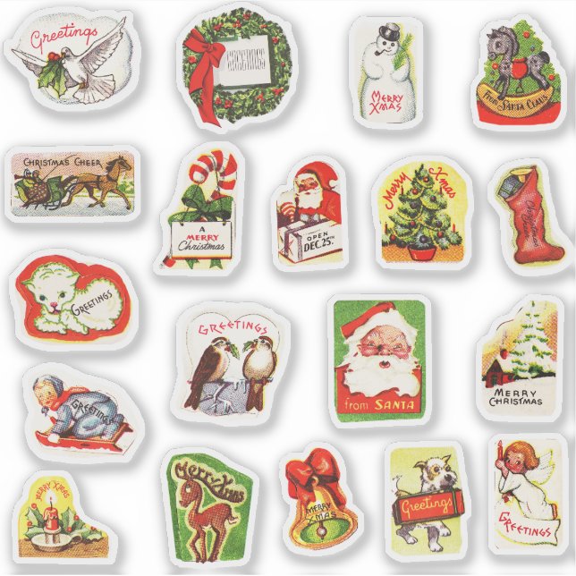 Sticker Ensemble de sceaux d'enveloppe de Noël rétro vinta (Devant)