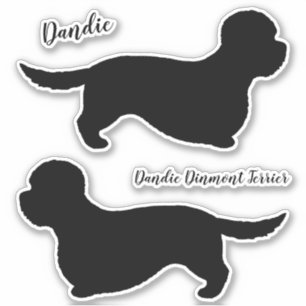 Sticker Ensemble de silhouettes pour chien Dandie Dinmont 