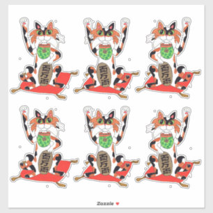 Sticker Ensemble de six chats mignons Maneki Neko Lucky Be
