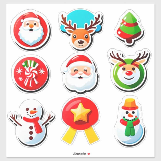 Sticker Ensemble d'éléments de fête de Noël 🎄✨ (Feuille)