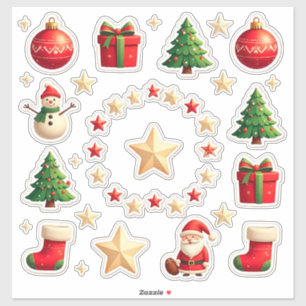 Sticker Ensemble d'éléments de Noël colorés