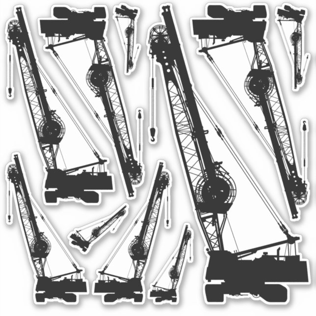 Sticker Ensemble d'icônes de grue de construction (Devant)
