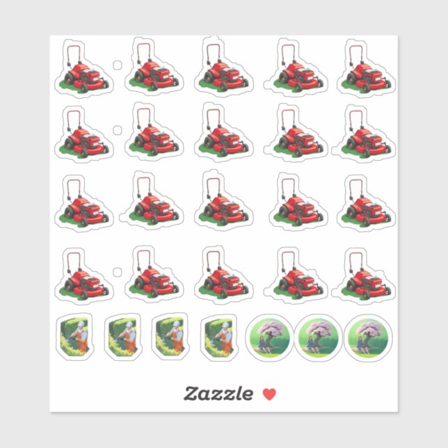 Sticker Ensemble d'organisateur de tondeuse à gazon. (Feuille)