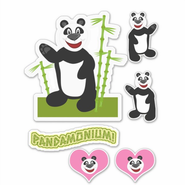 Sticker Ensemble d'ours Panda-monium mignon (Devant)