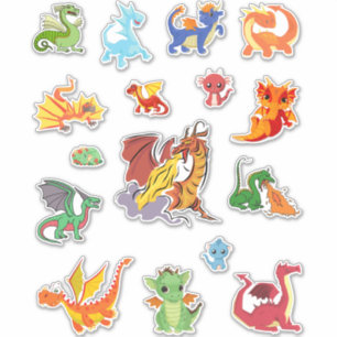 Sticker Ensemble Dragon dans un pack multiple