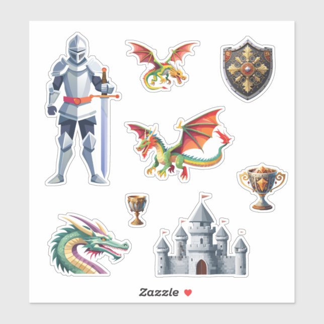 Sticker Ensemble gothique médiéval (Feuille)