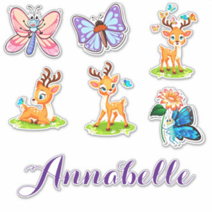 Sticker Ensemble personnalisé bébé cher (cerf)