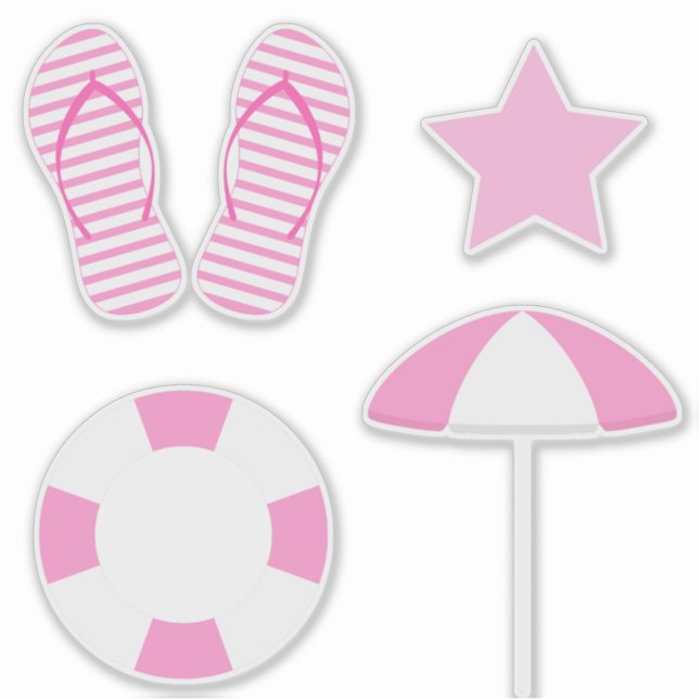 Sticker Ensemble Plage Rose Prépa de 4 (Devant)