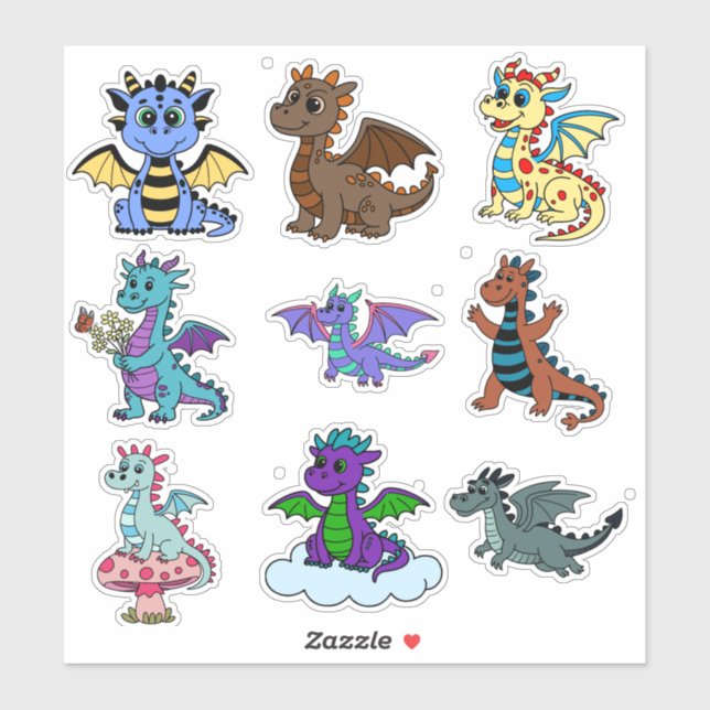 Sticker Ensemble vibrant d'autocollants de dinosaures pour (Feuille)