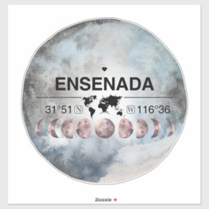 Sticker Ensenada, Mexique, Basse Californie, Watercolor De