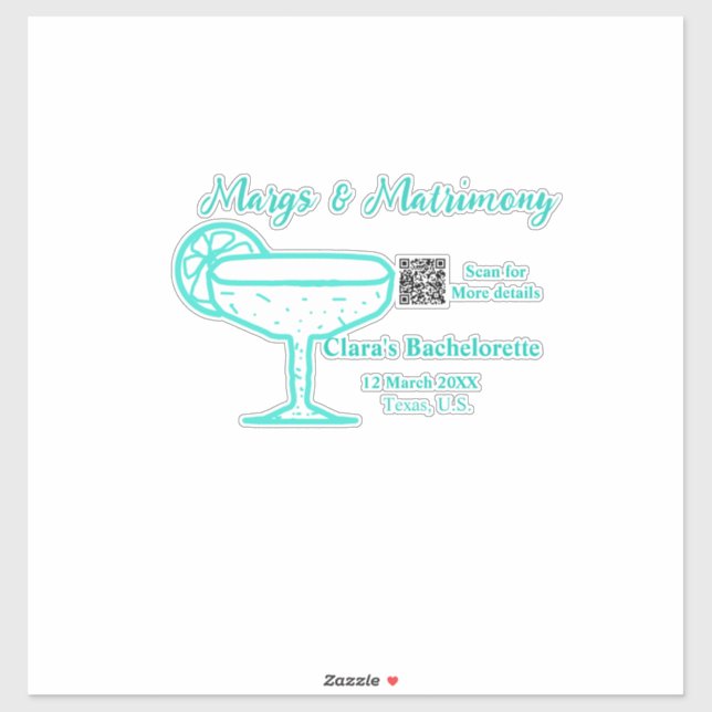 Sticker enterrement de vie de jeune fille Turquoise Margs  (Feuille)
