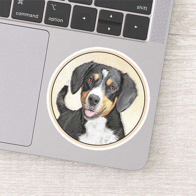Sticker Entlebucher Mountain Dog Painting Original Chien A (Détail)