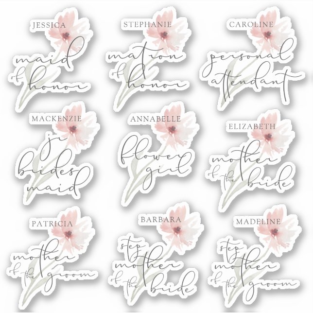 Sticker Entourage de la fête de la mariée mariage Titre pe (Devant)