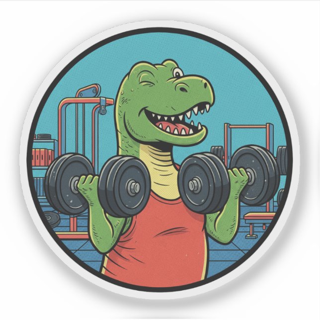 Sticker Entraînement T-Rex - Motivation de gym drôle de di (Devant)