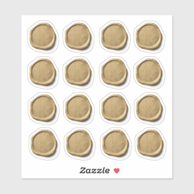 Sticker Enveloppe 16 Mariages Faux Gold Wax Seal (Feuille)