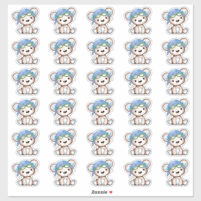 Sticker Enveloppe de l'ours en peluche du pilote d'avion F (Feuille)