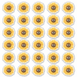 Sticker Enveloppe de tournesol rustique Phoque Monogramme