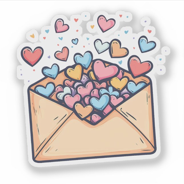 Sticker Enveloppe mignonne pleine de coeur Saint-Valentin (Devant)