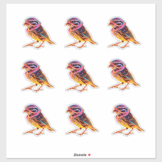 Sticker Épervier de néon avec des accents lumineux (Feuille)