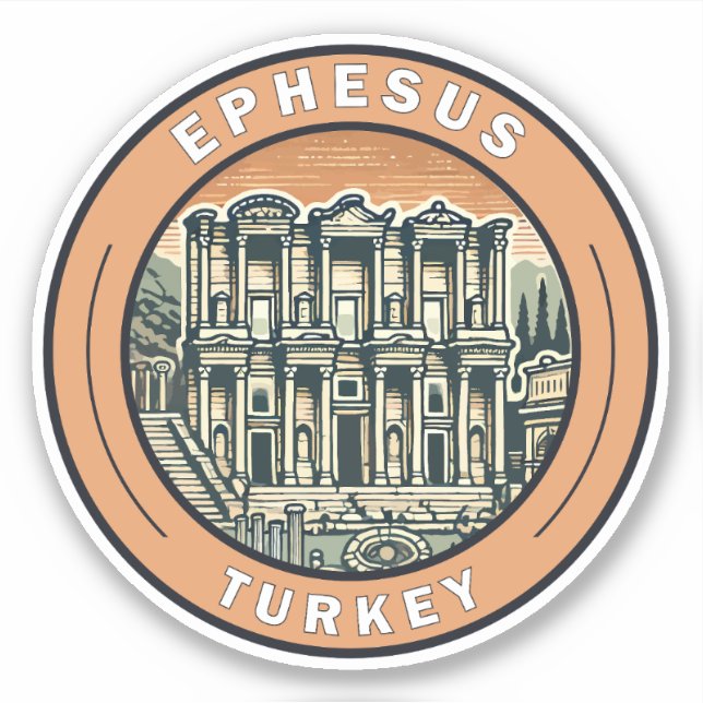 Sticker Ephesus Turquie Illustration Voyage Insigne d'art (Devant)