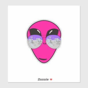 Sticker Epic Shades Alien Head Moon Tourist UFO