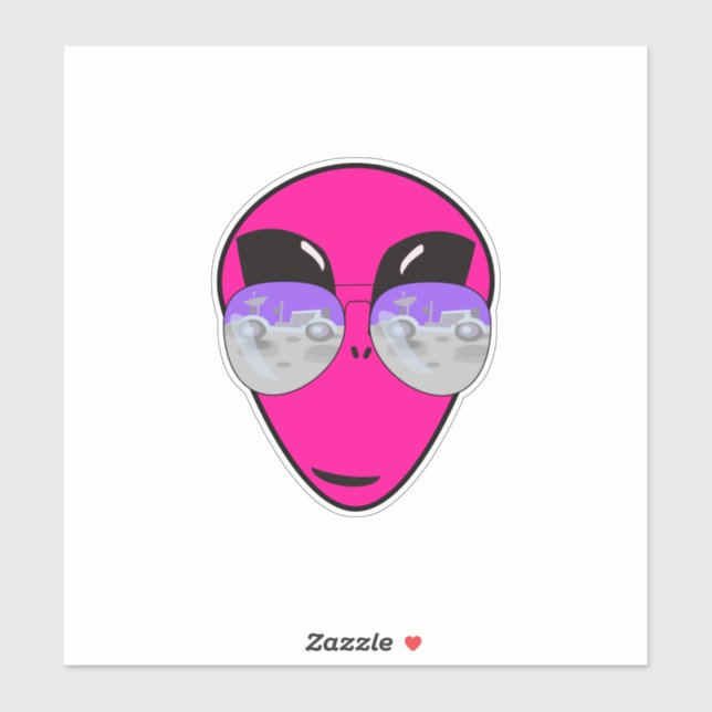 Sticker Epic Shades Alien Head Moon Tourist UFO (Feuille)